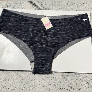 NWT Victoria's Secret PINK Gray Logo smooth no show cheekster Panties VS Large L